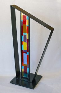 Peter Eisner “Column” 37” x 22” x 4” fused glass & steel